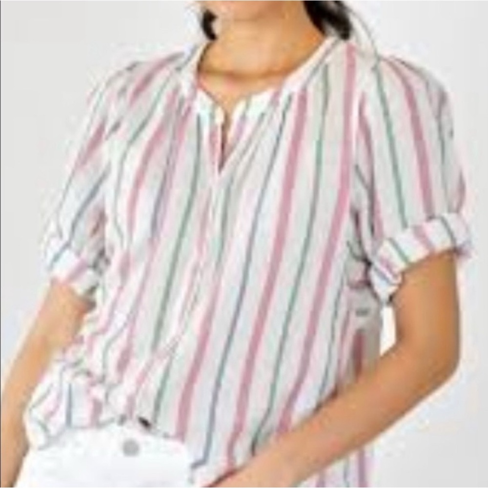 Xirena Westbound Chesney Size S Roll Sleeve Button Up Shirt Cotton Stripped